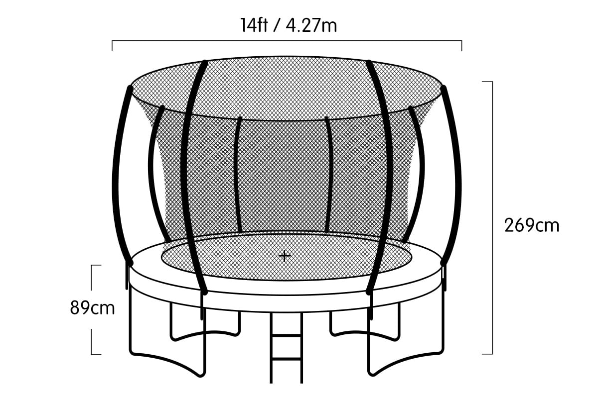 Kahuna 14ft Outdoor Trampoline Kids Children With Safety Enclosure Pad Mat Ladder Basketball Hoop Set