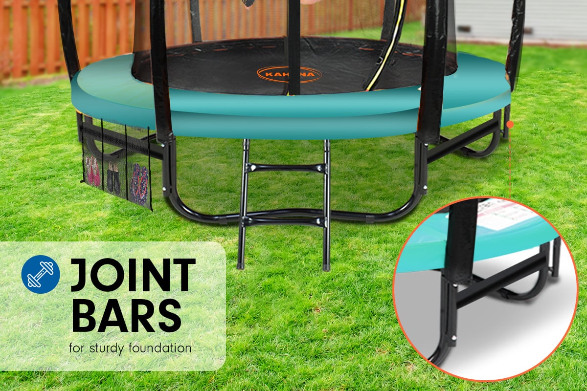 Kahuna 16ft Outdoor Trampoline Kids Children With Safety Enclosure Pad Mat Ladder Basketball Hoop Set