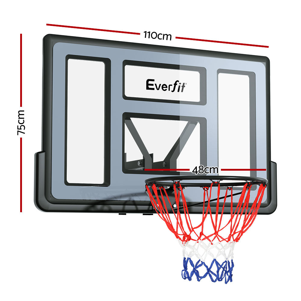 Everfit 45" Basketball Hoop Backboard Wall Mounted Ring Net Sports Pro System