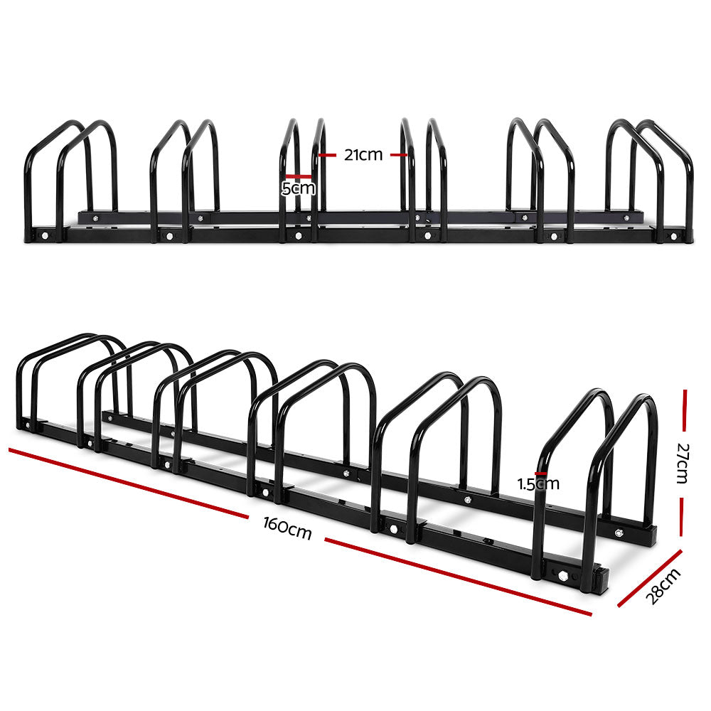 Weisshorn 6 Bike Stand Rack Bicycle Storage Floor Parking Holder Cycling Black