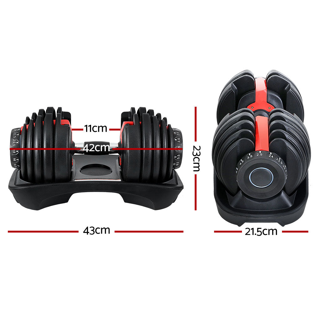 Everfit 24kg Dumbbells Adjustable Dumbbell Weight Plates Home Gym 2pcs