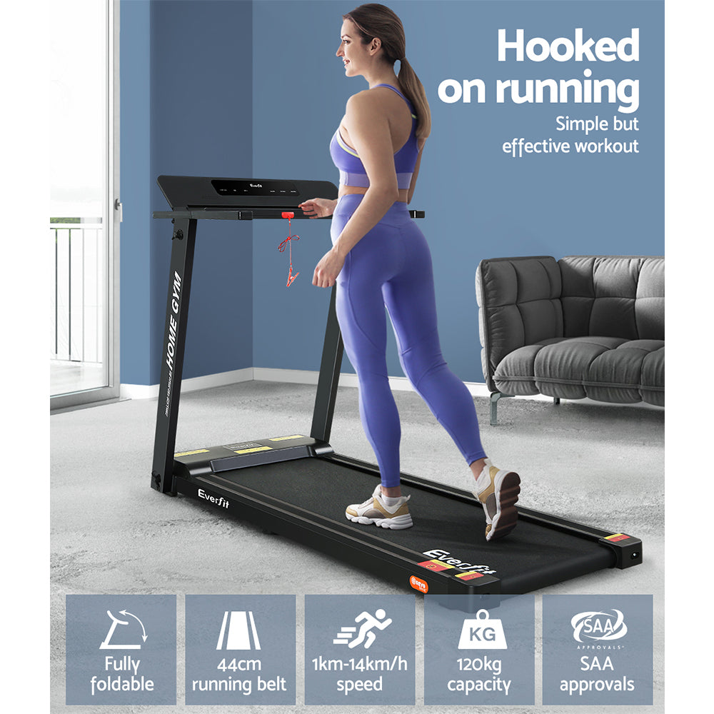 Everfit Treadmill Electric Home Gym Fitness Excercise Fully Foldable 450mm Black