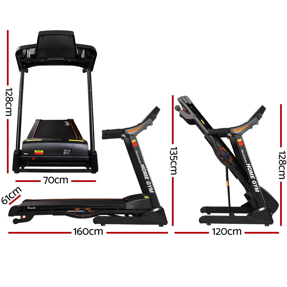 Everfit Treadmill Electric Auto Incline Home Gym Fitness Excercise Machine 480mm