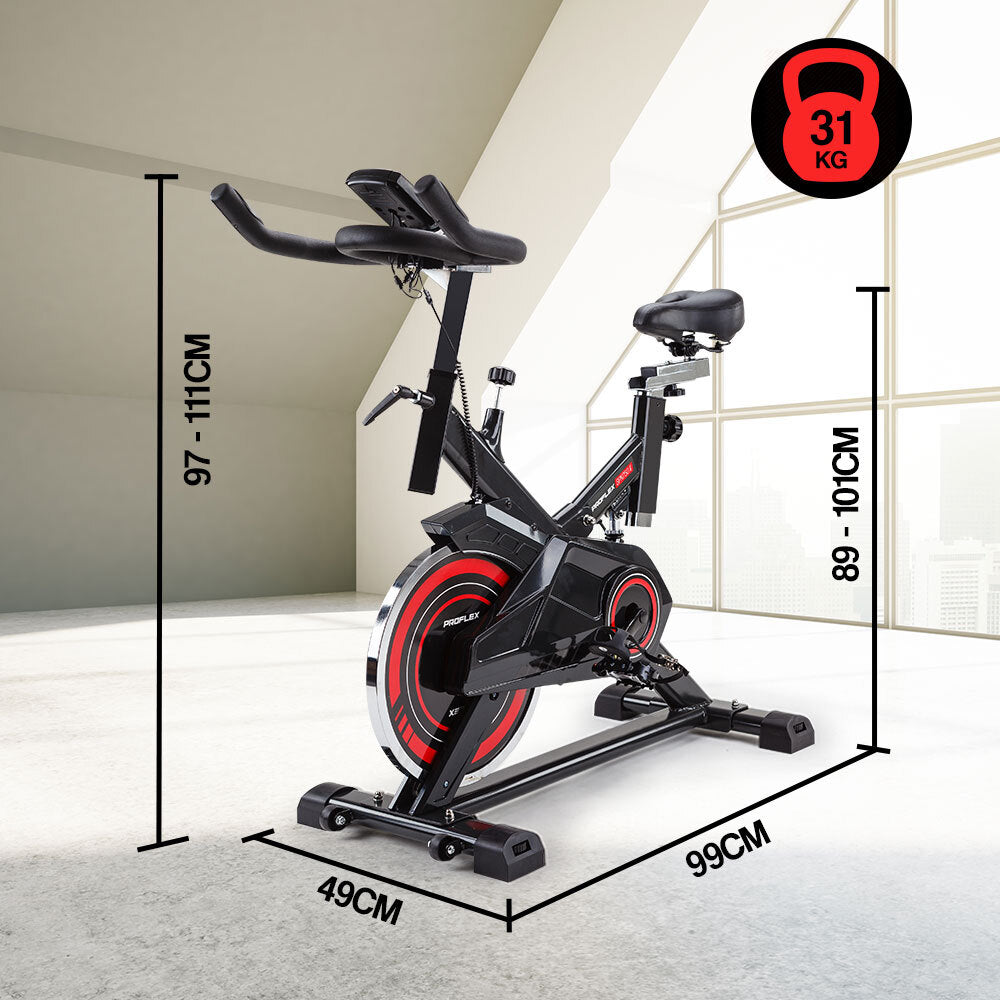 PROFLEX Commercial Spin Bike Flywheel Exercise Home Workout Gym - Red