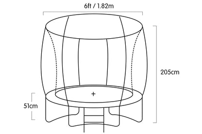 Kahuna Classic 6ft Trampoline Free Safety Net Spring Pad Mat Ladder Basketball Set- Blue