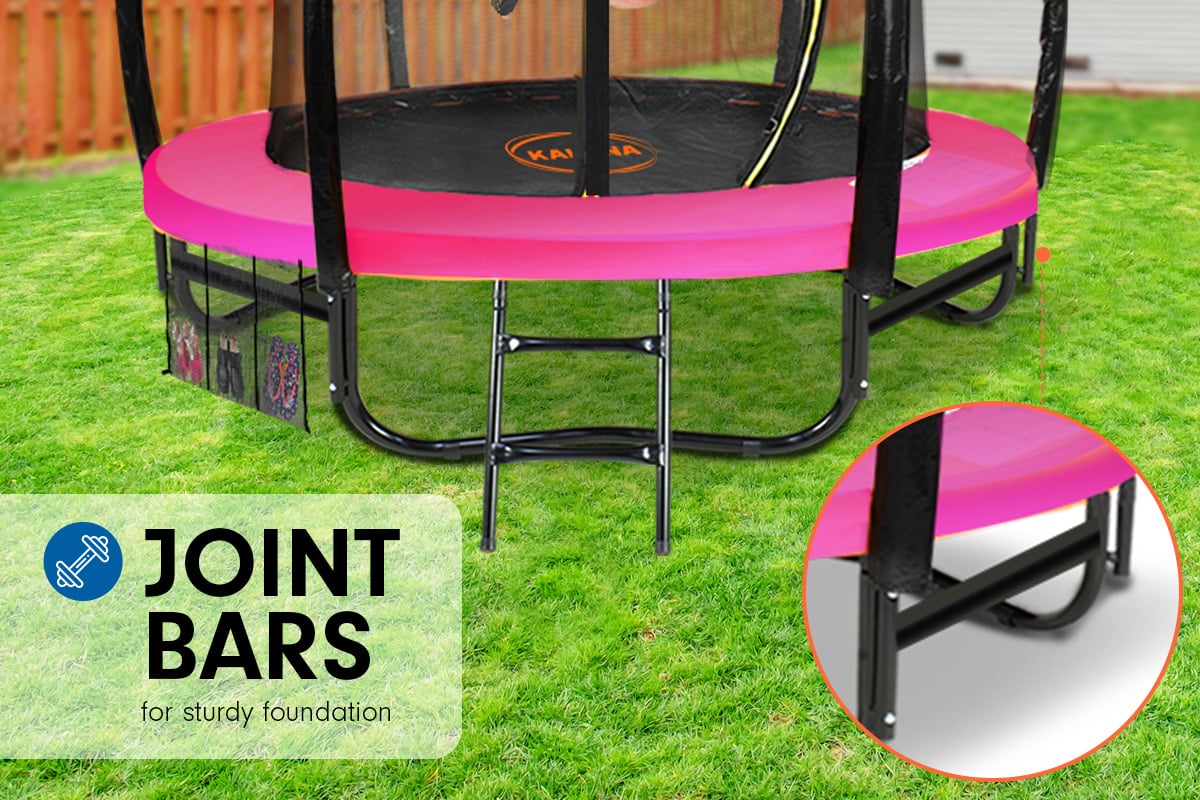 Kahuna Classic 6ft Outdoor Round Trampoline Safety Enclosure And Basketball Hoop Set - Pink