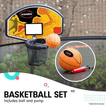 Kahuna 8ft Twister Springless Trampoline Round Free Safety Net Pad Mat with Basket Ball Set Orange