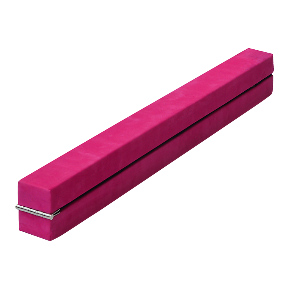 2.2m Gymnastics Folding Balance Beam Pink Synthetic Suede