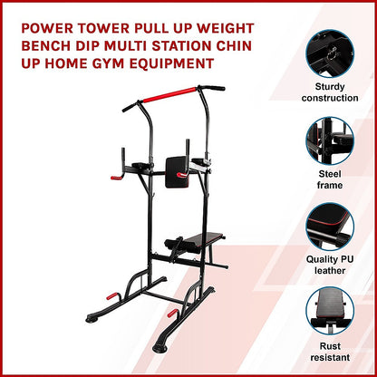 Power Tower Pull Up Weight Bench Dip Multi Station Chin Up Home Gym Equipment