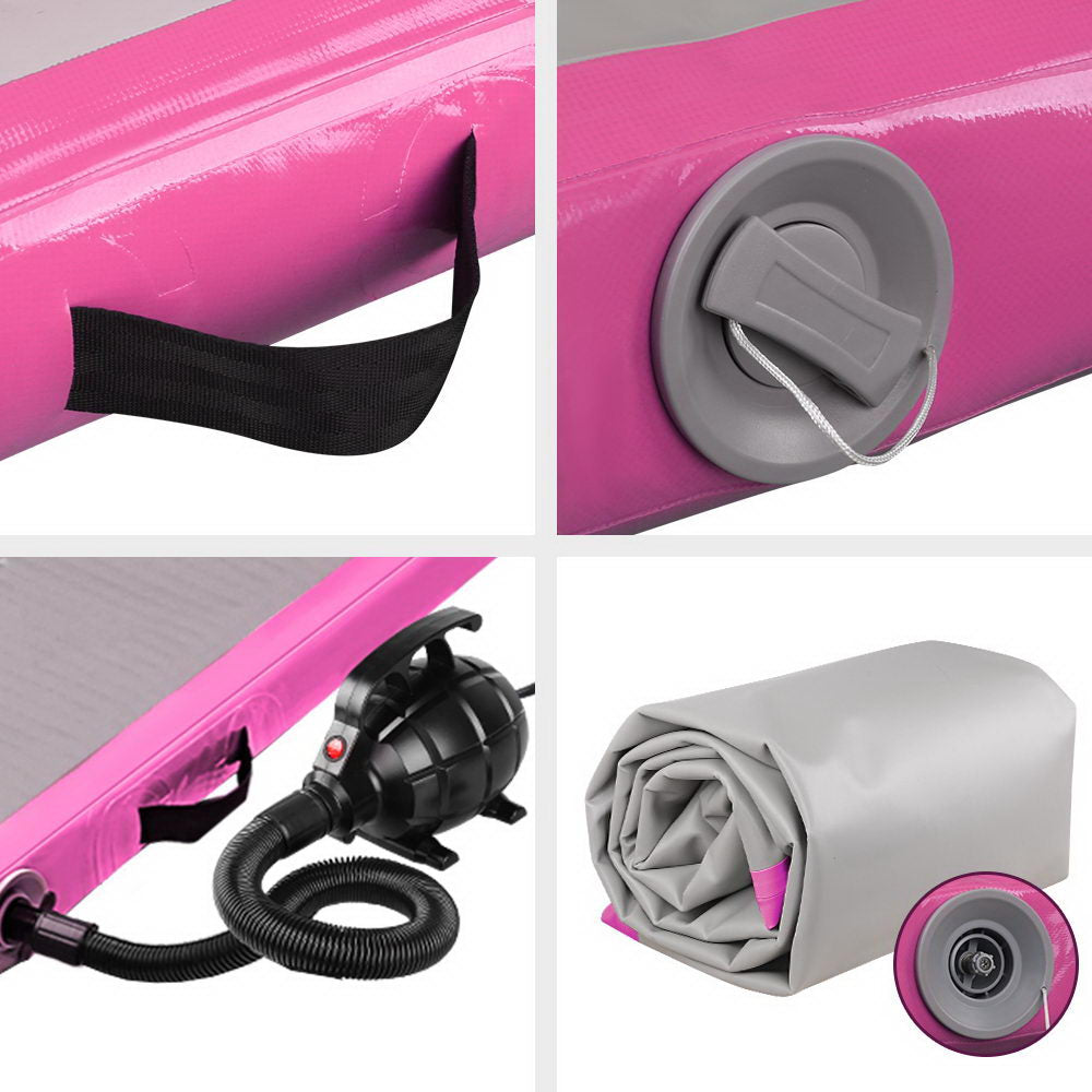 Everfit GoFun 3X1M Inflatable Air Track Mat with Pump Tumbling Gymnastics Pink