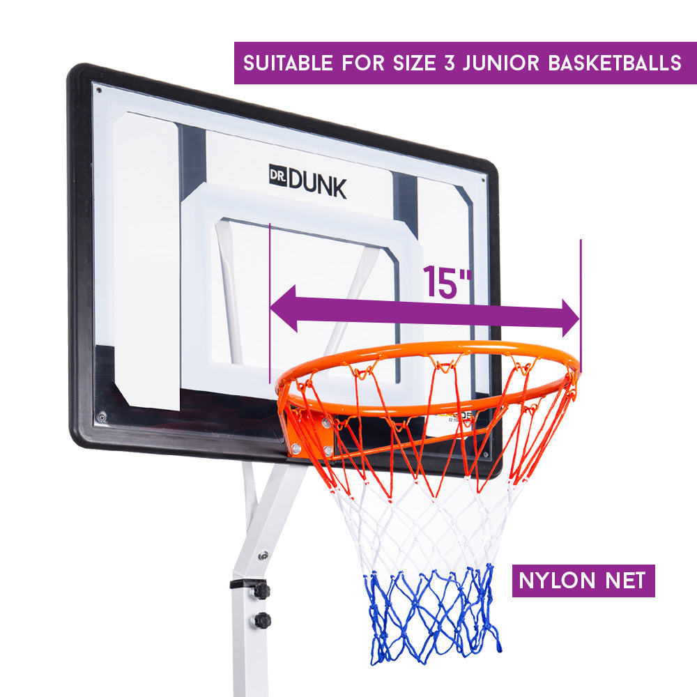 Dr.Dunk Portable Basketball Hoop Stand System Height Adjustable Net Ring Kids