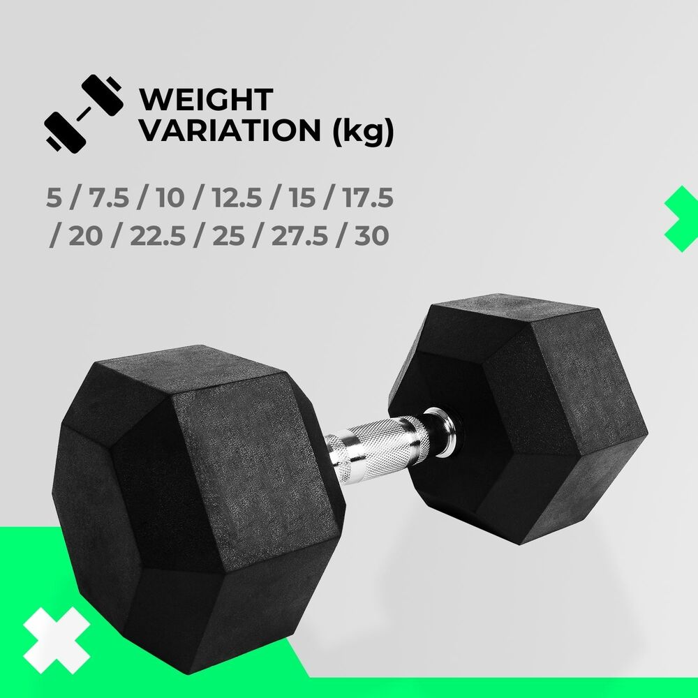 VERPEAK Rubber Hex Dumbbells 25kg - VP-DB-110 / VP-DB-110-LX