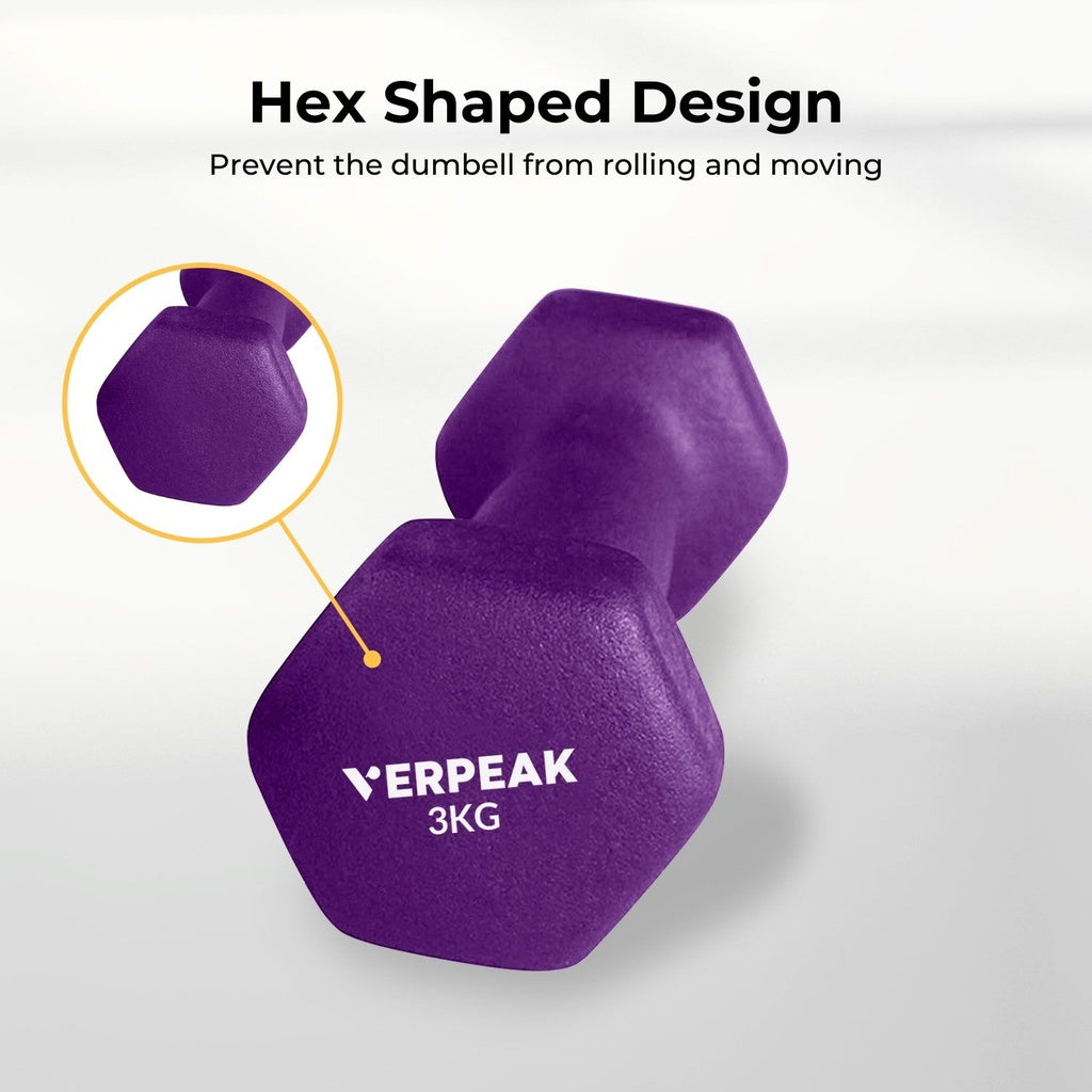 Verpeak Neoprene Dumbbell 3kg x 2 Purple VP-DB-136-AC