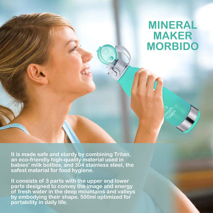 Mineral Maker MORBIDO Alkaline Filter Water Bottle + a Mineral Stone Pouch