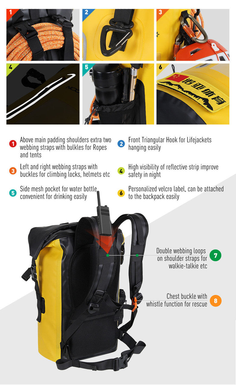 NOOYAH IPX8 Waterproof Bike Cycle Outdoor Sports Backpack Double-Layer Waterproof Bag YELLOW